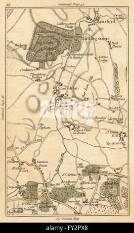 SEVENOAKS: Riverhead,Eynsford,Lullingstone,Shoreham,Kemsing,Otford, 1786 Mappa Foto Stock