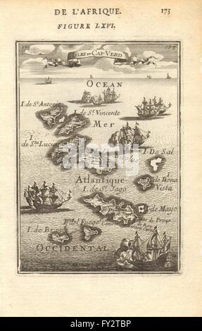 CABO/ISOLE DI CAPO VERDE: Santiago São Vicente Sal Boa Vista &c.Mallet, 1683 Mappa Foto Stock