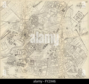 VIENNA WIEN: antico piano urbanistico. Mappa della città. Austria. BRADSHAW, 1890 Foto Stock