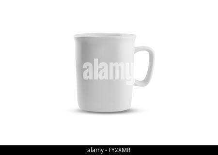 Vuoto bianco tazza da caffè mettere su sfondo bianco Foto Stock
