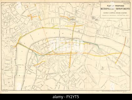 London Road/piani di rampa.EMBANKMENT CHARING CROSS Queen Victoria Street, 1855 Mappa Foto Stock