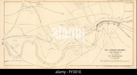 Proposta di Londra dalla ferrovia. La District Line precursore.Embankment. HAWKSHAW, 1855 Mappa Foto Stock