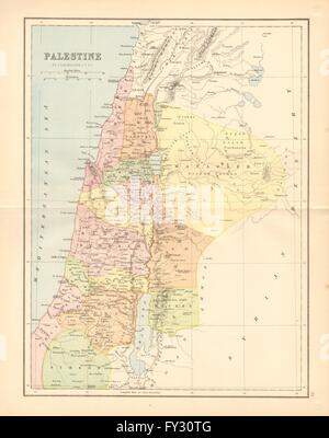 La Palestina. Dodici tribù di Israele. La giudea Samaria Galilea. Bartolomeo, 1876 Mappa Foto Stock