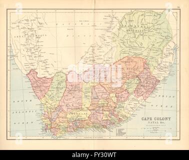 Sud Africa. "Cape Colony Natal &c.". Esclude Caffraria & Zulu land, 1876 Mappa Foto Stock