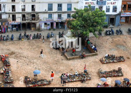 Dettagli architettonici sulla parte esterna del Chowk nasale ( piazza ) di Hanuman Dhoka ( Vecchio Palazzo Reale ), patrimonio mondiale dell UNESCO Foto Stock