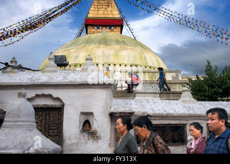 Bodhnath stupa buddisti, Kathmandu, Nepal, Asia Foto Stock