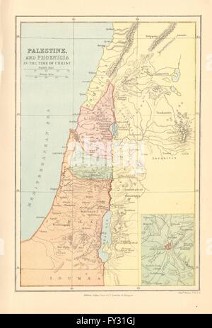 Palestina & Phoenicia nel tempo di Cristo". La giudea Gallilee Samaria, 1876 Mappa Foto Stock