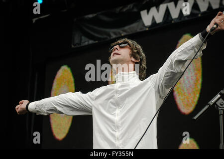 Richard Ashcroft eseguendo atLive 8 , Hyde Park, Londra. 2 Luglio 2005 Foto Stock