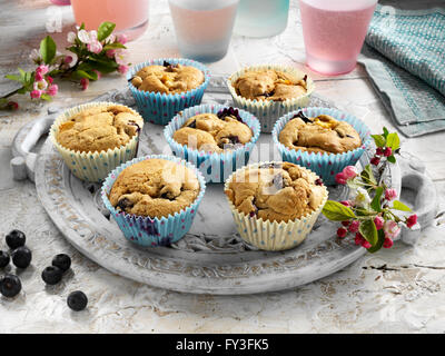 Che ricordano le pesche muffin ai mirtilli Foto Stock