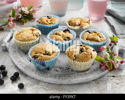 Che ricordano le pesche muffin ai mirtilli Foto Stock