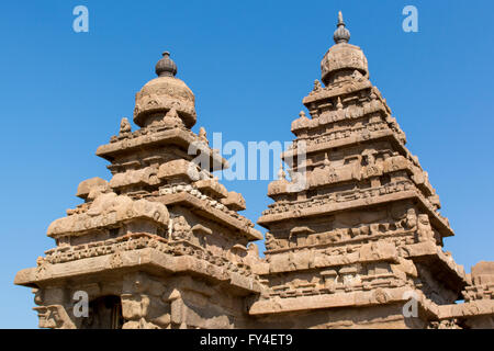 Il Tempio Shore, Mahabalipuram tempio complesso, costa di Coromandel, India Foto Stock