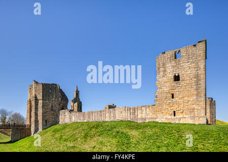 Il castello di Warkworth, Warkworth, Northumberland, England, Regno Unito Foto Stock