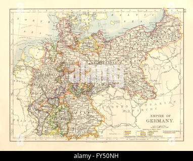 Impero di Germania. Membri. La Prussia Baviera Alsace Lorraine. JOHNSTON, 1906 Mappa Foto Stock