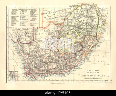 COLONIAL SUD AFRICA. Cape Colony. Fiume Orange Colonia. Transvaal, 1906 Mappa Foto Stock