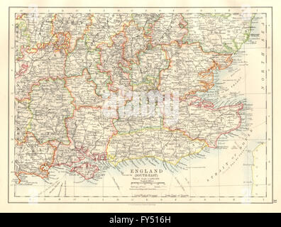 A sud-est dell' Inghilterra. Home Counties. La Thames Valley & estuario. JOHNSTON, 1920 Mappa Foto Stock