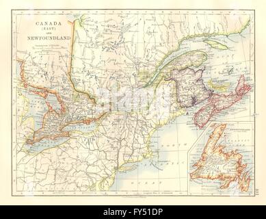 CANADA orientale. St Lawrence. Ontario Quebec Maritime Provinces JOHNSTON 1920 mappa Foto Stock