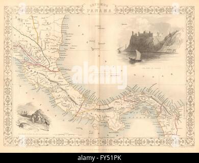 Istmo di Panama. 5 proposto canal/itinerari ferroviari. Nicaragua.TALLIS/RAPKIN, 1849 Mappa Foto Stock