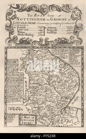 "Una mappa di Lincoln Shire'. County map da J. OWEN & E. BOWEN. Lincolnshire 1753 Foto Stock