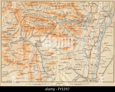 Il Catskill Mountains . Lo stato di New York. Fiume Hudson. BAEDEKER, 1904 mappa vecchia Foto Stock