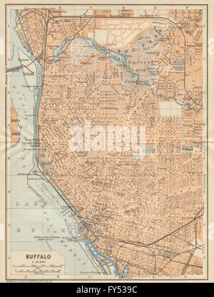 BUFFALO antica città pianta della città. Lo stato di New York. BAEDEKER, 1904 Mappa antichi Foto Stock