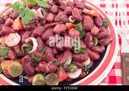 Rosso insalata di fagioli sulla piastra. Foto Stock