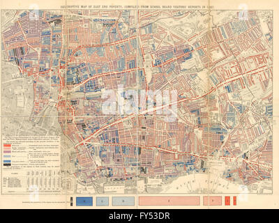 'Descriptive mappa di East End povertà". CHARLES BOOTH. Whitechapel Stepney 1889 Foto Stock