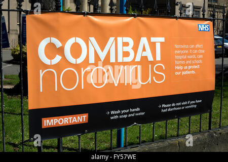 Combattere Norovirus segno, Cheltenham Ospedale Generale di Cheltenham, Gloucestershire, England, Regno Unito Foto Stock
