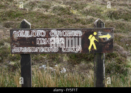 Segno a piedi su Arranmore, County Donegal. Foto Stock