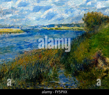 La Senna a Champrosay, La Seine a Champrosay, da Pierre Auguste Renoir, 1876, il Musee D'Orsay Galleria d'arte, Parigi, Francia, Europa Foto Stock