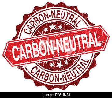 Carbon Neutral Red round timbro grunge su bianco Illustrazione Vettoriale