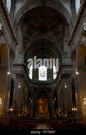 Vista interna della chiesa di Saint Sulpice a Saint Germain des Pres, Parigi, Francia Foto Stock
