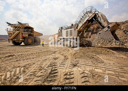 FQM mining escavatore e Cala Grande carrello, Zambia Foto Stock