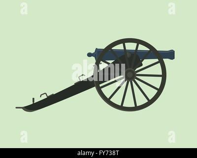 Artiglieria guerra civile cannon isolato con sfondo verde Illustrazione Vettoriale
