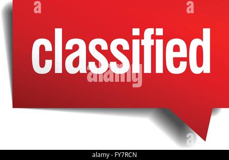 Classificato red 3d carta realistico discorso bolla Illustrazione Vettoriale