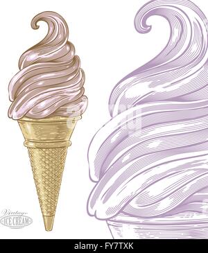 Il gelato in vintage stile inciso Illustrazione Vettoriale