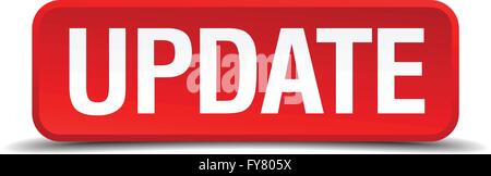 Aggiornare red 3d pulsante quadrato isolato su bianco Illustrazione Vettoriale