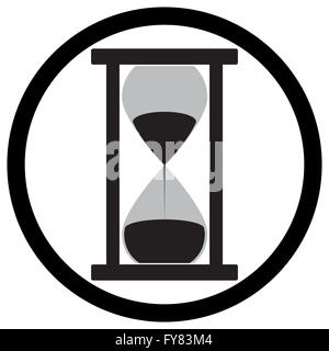 L'icona della clessidra piatta. Strumento di orologio per misurare, clessidra apparecchiature di misura e di flusso sandclock. Vector design piatto illust Foto Stock