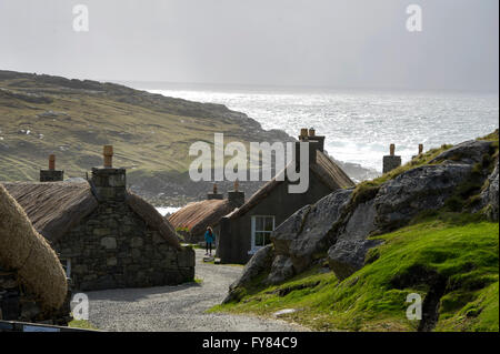 2015 Il Gearrannan Blackhouses Carloway isola di Lewis, Ebridi Esterne, Western Isles, Scotland, Regno Unito Foto Stock