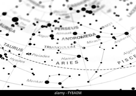 Aries star mappa zodiac Foto Stock