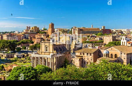 Tempio di Antonino e Faustina nel Foro Romano Foto Stock