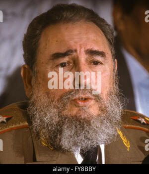 CUBA - Fidel Castro, presidente di Cuba, durante la conferenza stampa. Febbraio 1989 Foto Stock