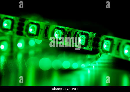 Led Strip close up: colore verde Foto Stock
