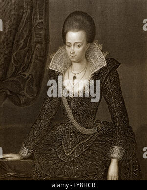 Signora Arbella Stuart o Arabella Stewart, 1575-1615, una nobildonna inglese, considerato un possibile successore alla Regina Elisabetta I Foto Stock