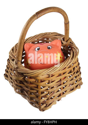 Salvadanaio in Basket Foto Stock