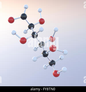 Struttura Molecolare, zucchero d'uva, molecolari, 3D-rendering Foto Stock