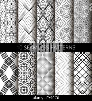 Bianco nero pattern di riga impostato Illustrazione Vettoriale