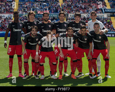 Estadi Ciutat de Valencia, Valencia, Spagna. 24 apr, 2016. La Liga. Levante versus Athletic Bilbao. Athletic Bilbao Line up pre-credito di gioco: Azione Plus sport/Alamy Live News Foto Stock