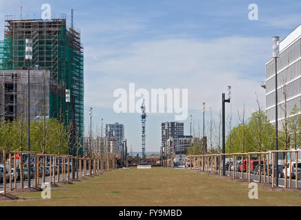 Allee street frankfurter nel nuovo quartiere europaviertel Foto Stock