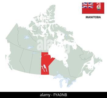 Mappa di contorno del Canadese di Manitoba Provincia con bandiera Illustrazione Vettoriale