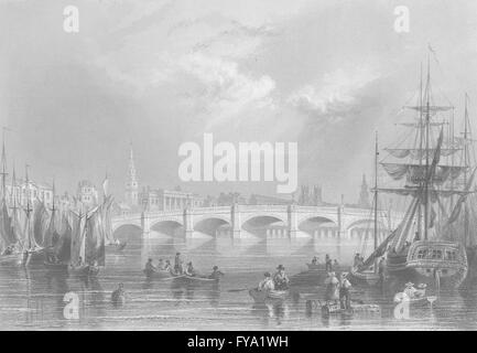 GLASGOW: nuovo ponte & Broomielaw; Bartlett; Finden, antica stampa 1842 Foto Stock